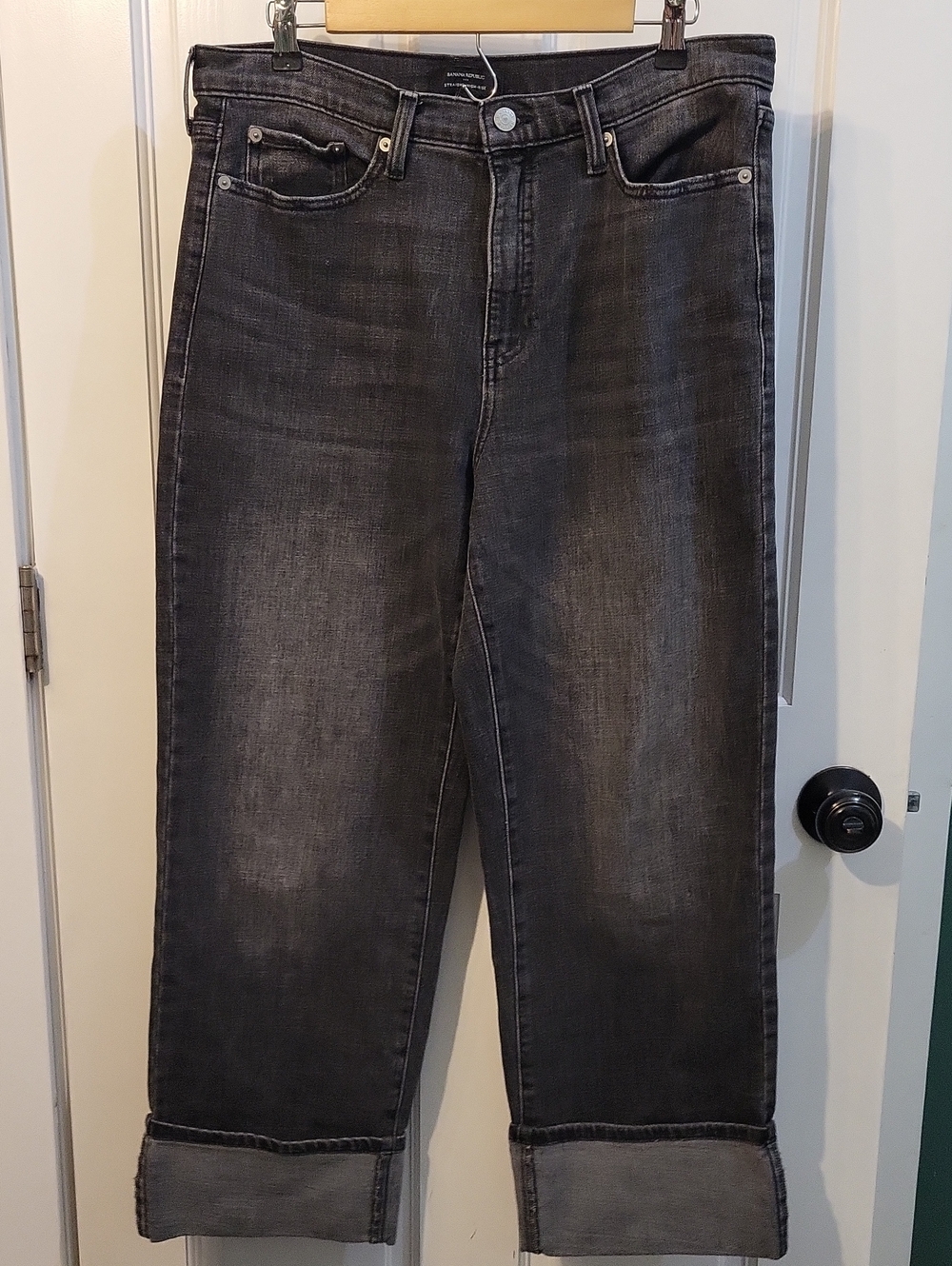 Banana Republic Black Washed Straight-Leg Jeans